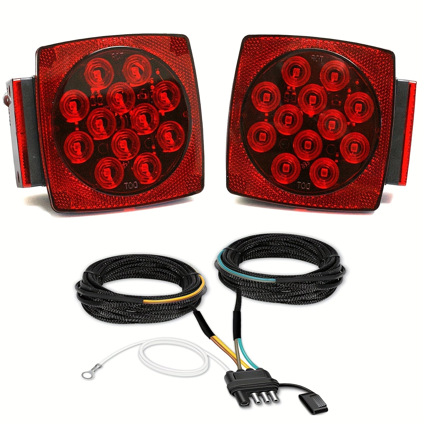 12V LED Trailer Lights, Red White/Stop Tail Turn Signal/Utility Trailer Lights for Under 80" RV-BOAT
