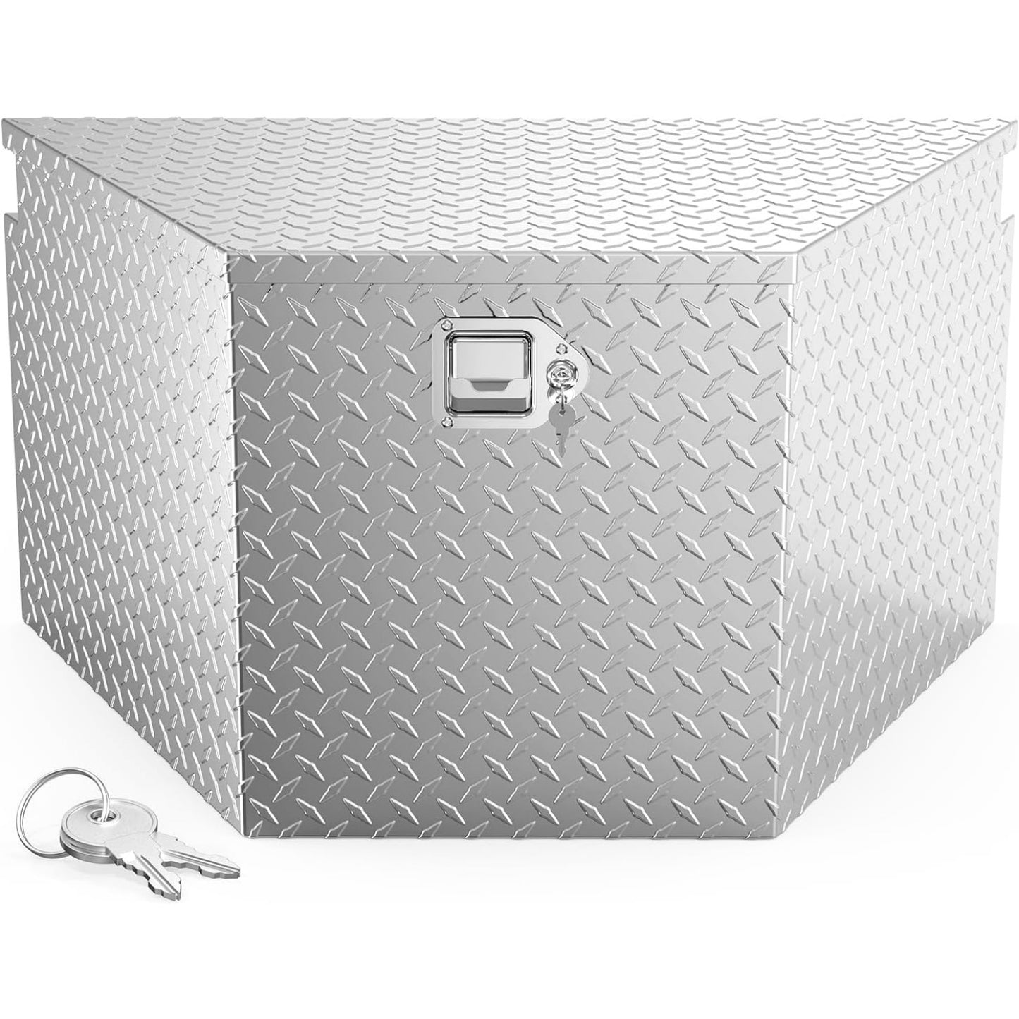 Aluminum truck toolbox with T-shaped handle lock and key, made of aluminum