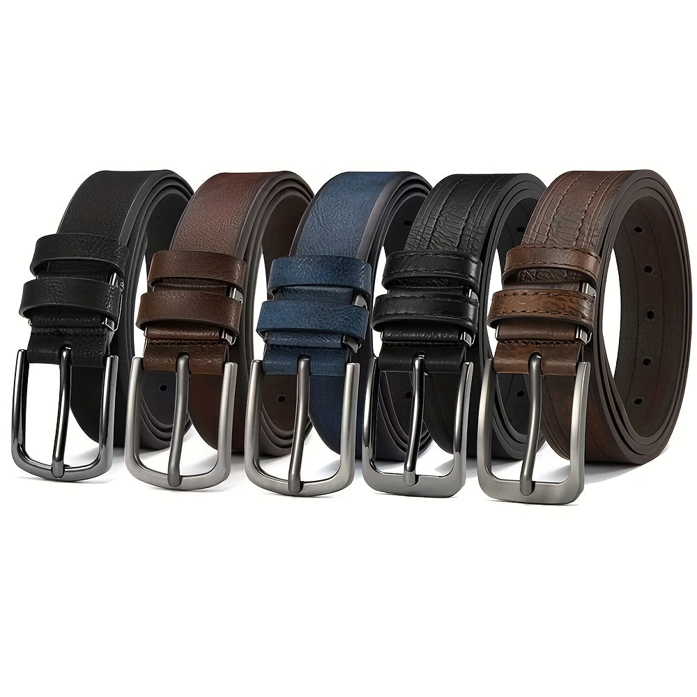 YOORAN Men's Leather Belt 5 Pack - Pin Buckle Casual Cowhide Men's Fashion Classic Vintage Jean's