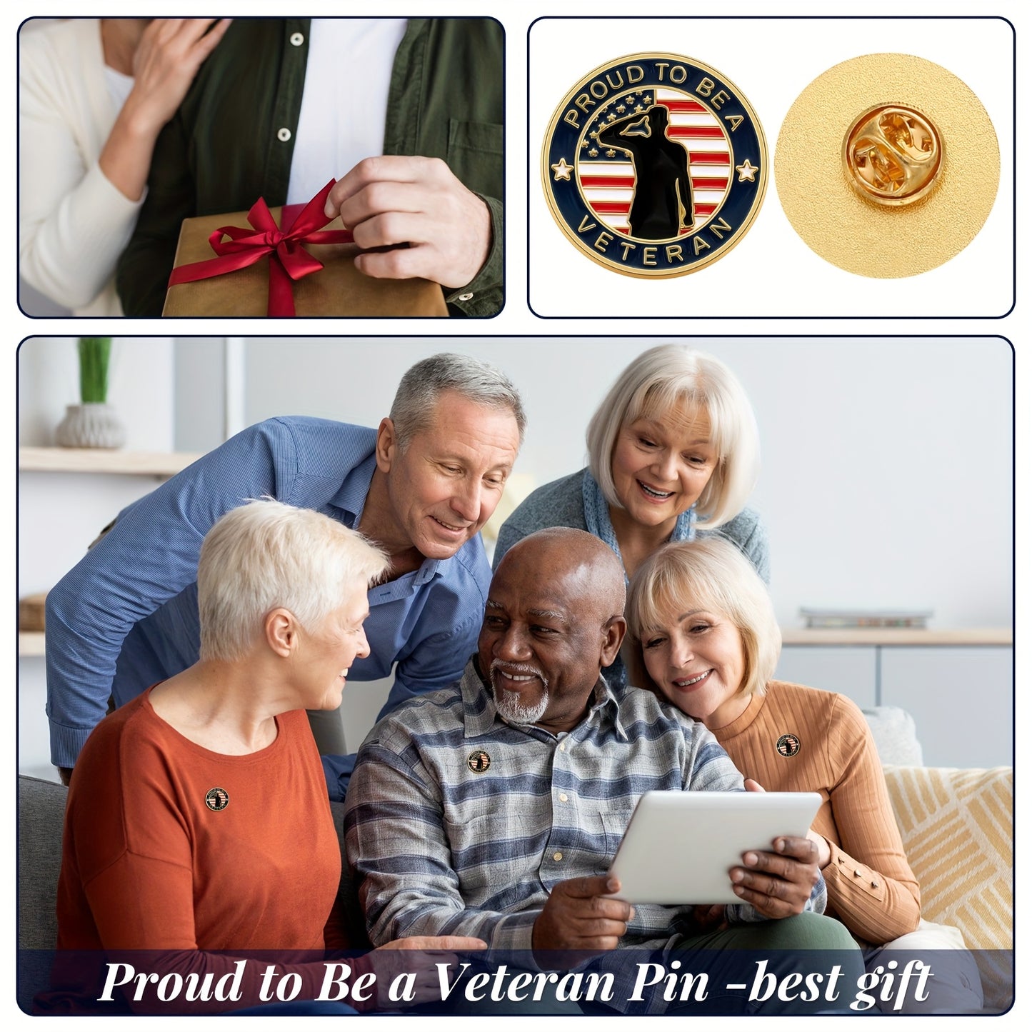 100pcs Bulk Veteran Label Pins USA Veteran Pins Patriotic American Flag Pins for Veterans Day