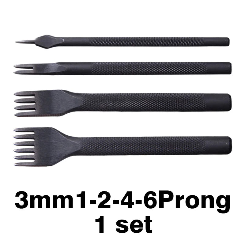 WUTA Leather Craft Hole Punch/Leather Tool/ Black Pricking Iron Leather Chisel Stitching Tools 3/4mm