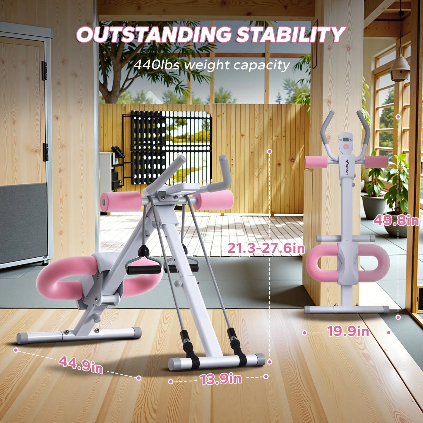 MERACH Ab Machine Adjustable Trainer Workout Foldable Knee Protection Abdominal Exercise Ab
