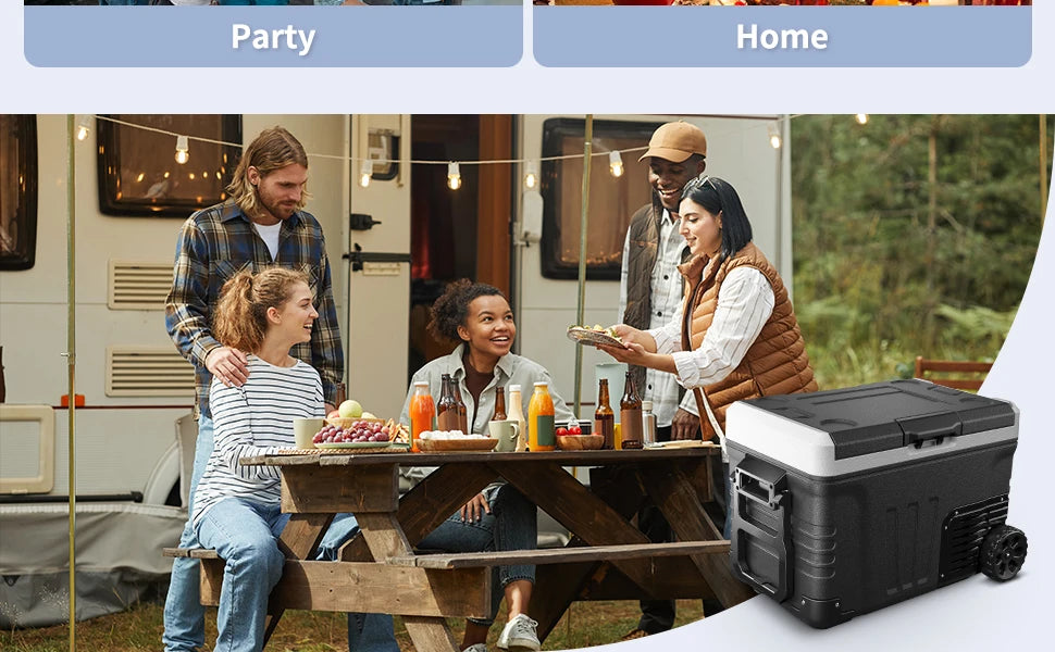 SIMZLIFE 35L Car Portable Freezer 12V Refrigerator Cooler 12V/24V DC Fridge with Wheels