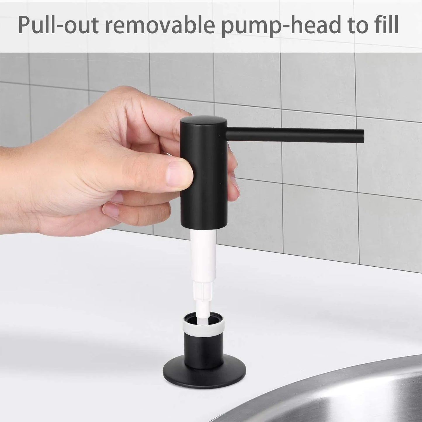 Samodra Black Liquid Soap Dispensers Brass Pump Head With 500ML PE Bottle Build in Dispenser soap For kitchen accessories