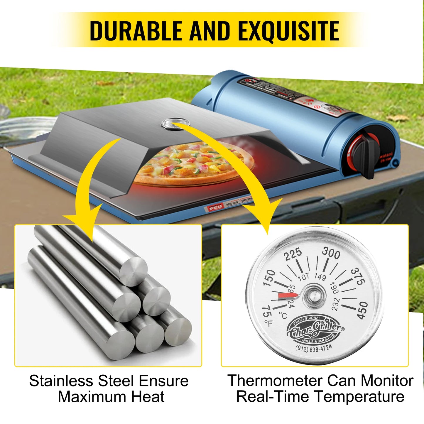VEVOR 13 Inch Pizza Oven Kit Stainless Steel Durable Including Pizza Chamber - My Store