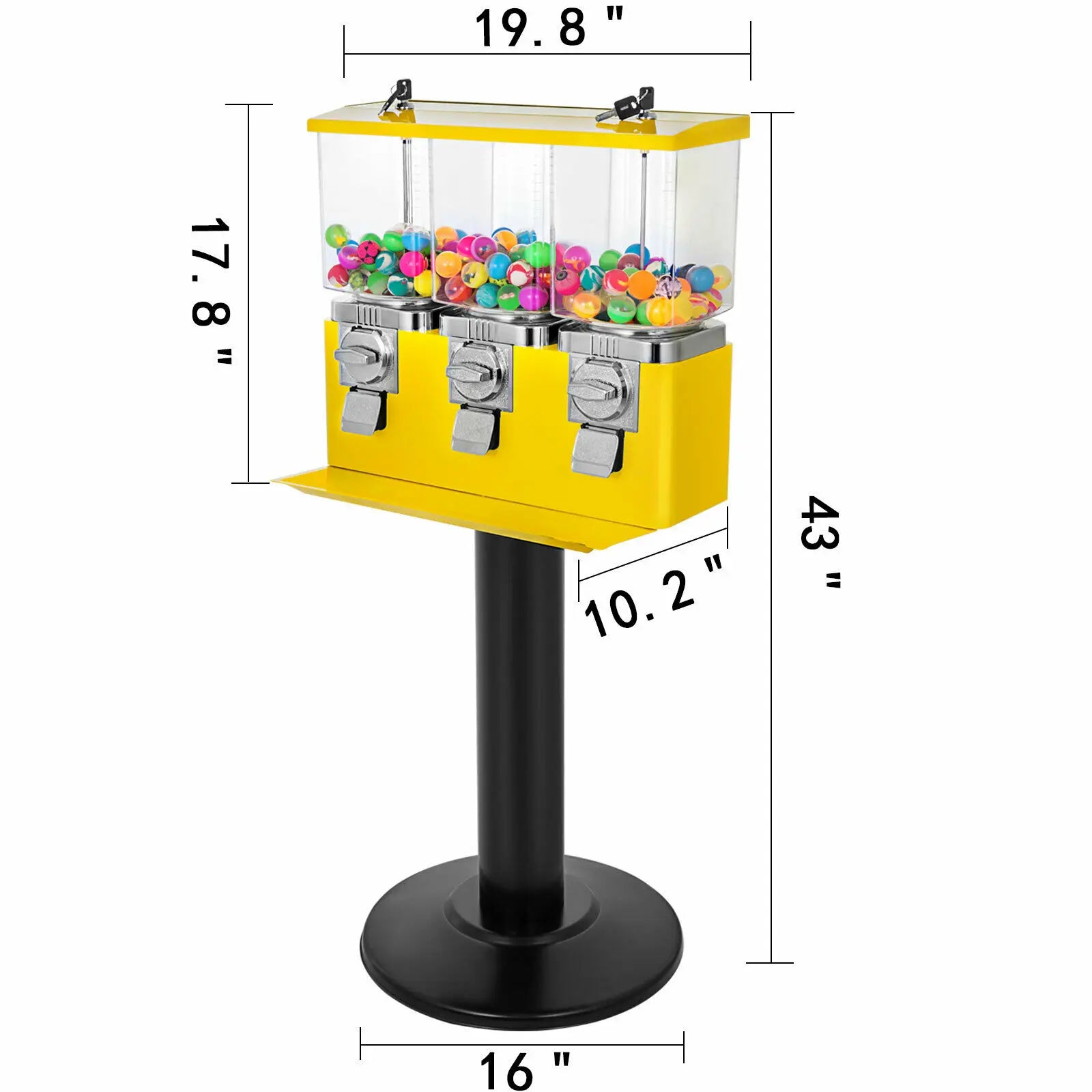 VEVOR Triple Candy Gumball Vending Machine Dispenser W/ Keys - My Store