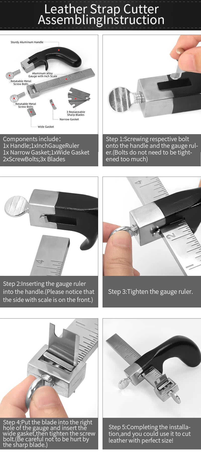 WUTA Professional Sharp Leather Strap String Belt Cutter Adjustable DIY Hand Cutting Tool