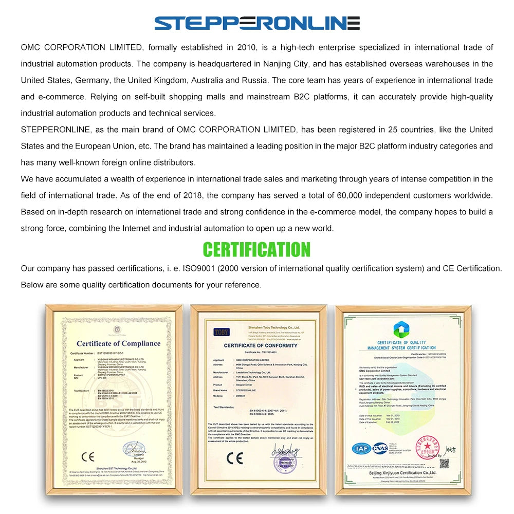 STEPPERONLINE Nema 23 Closed Loop Stepper Motor 3Nm w/Servo Kit/425oz.in Encoder Motor1.7m cables