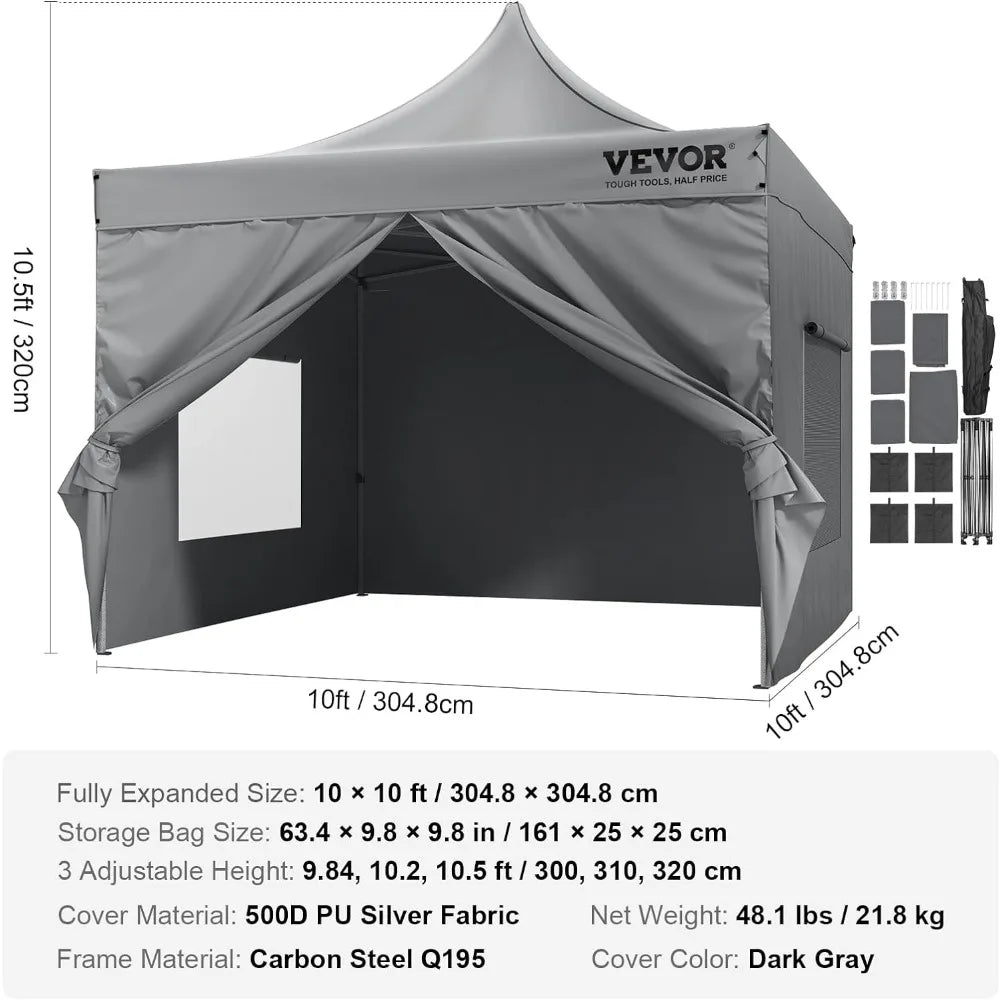 Vevor 10x10 FT Pop up Canopy with UV Resistant Waterproof Enclosed Tent