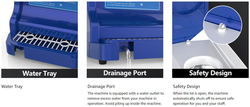 Leconchef Electric Tabletop Ice Crusher Shaver Snow Cone Maker Machine 265lbs/hours/ 320 RPM