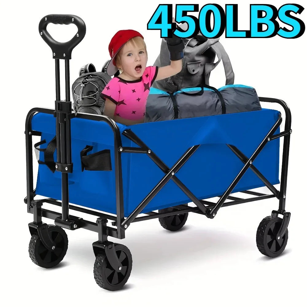 Wagon Cart Foldable Heavy Duty Utility Cart for Groceries, Sports, Gardening, Shopping