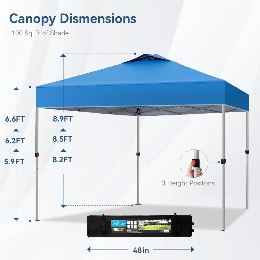 Pop up Canopy 10'x10' Tent Camping Sun Shelter-Series Party Tent, 100 Sq. Ft of Shade (Blue)