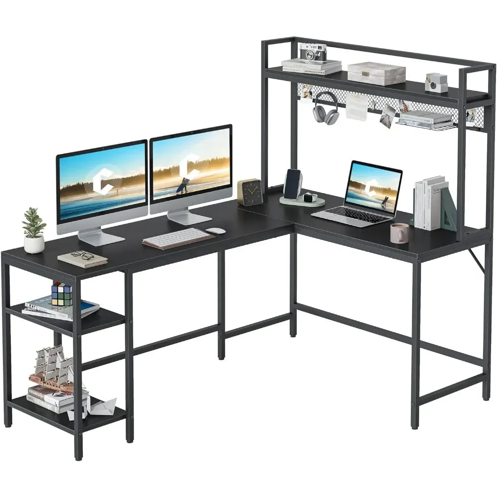 Computer desk, L-shaped computer office desk, 58 inch corner gaming computer desk