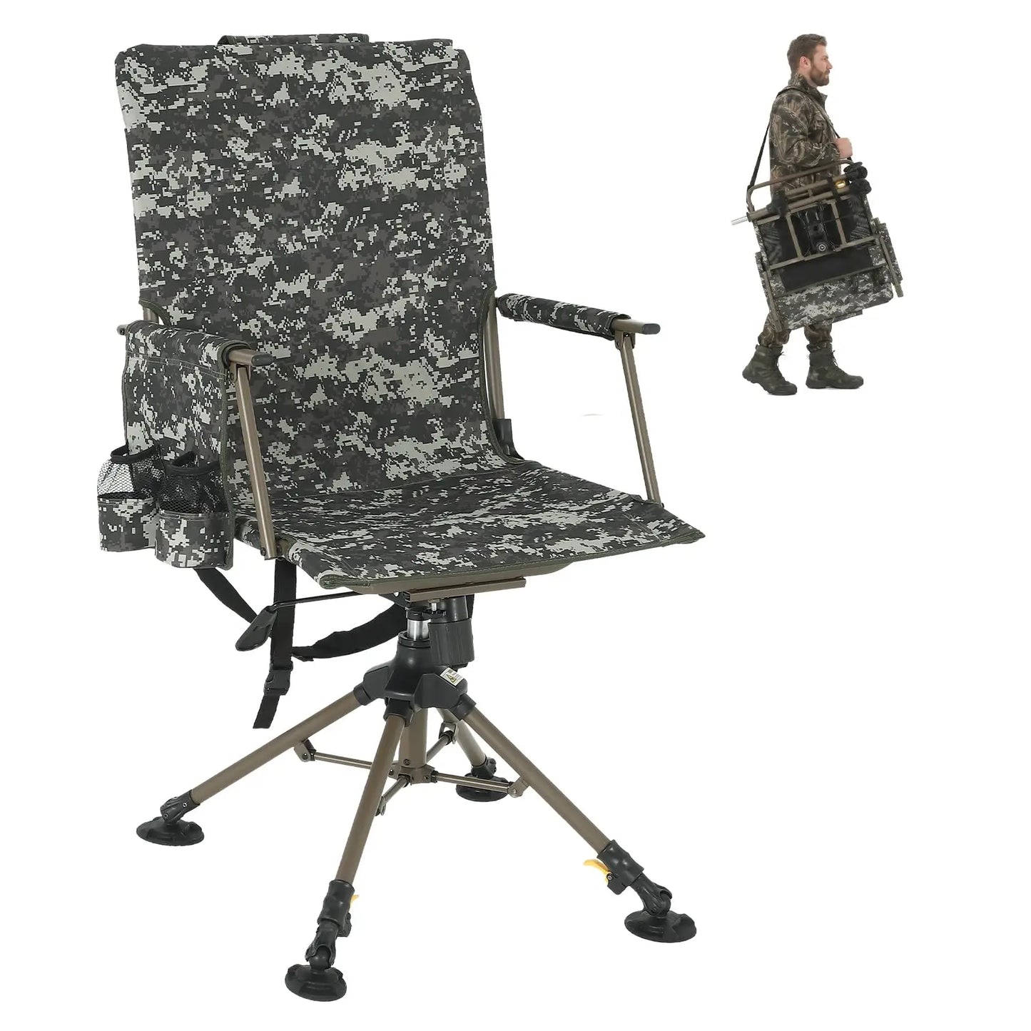 Portable Camouflage Hunting Chair, Folding Lightweight Outdoor Camping Stool/Stainless Steel Frame