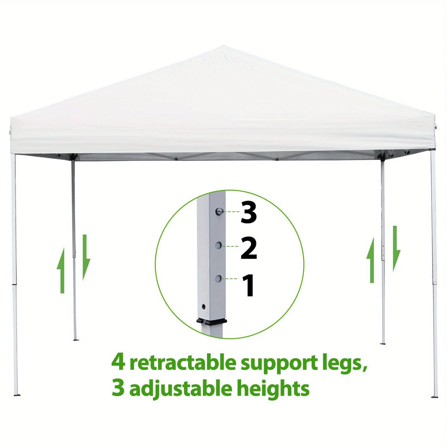 10x10 Pop Up Canopy Tent Adjustable Straight Leg Heights w/Wheeled Bag 3 Colors