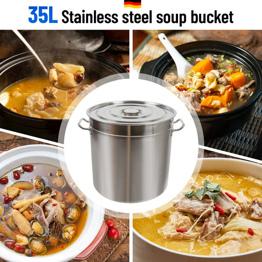 35L Pot With Lid Stainless Steel Universal - My Store
