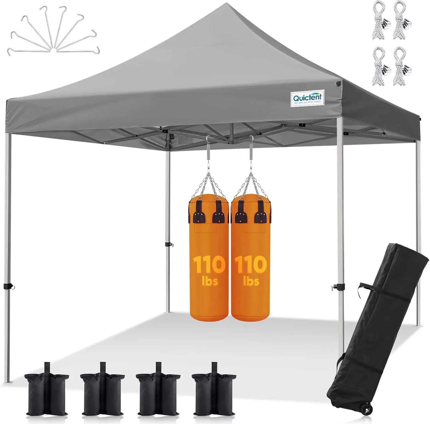 Heavy Duty Pop up Canopy Tent, Commercial Grade Instant Shelter with Wheeled Bag