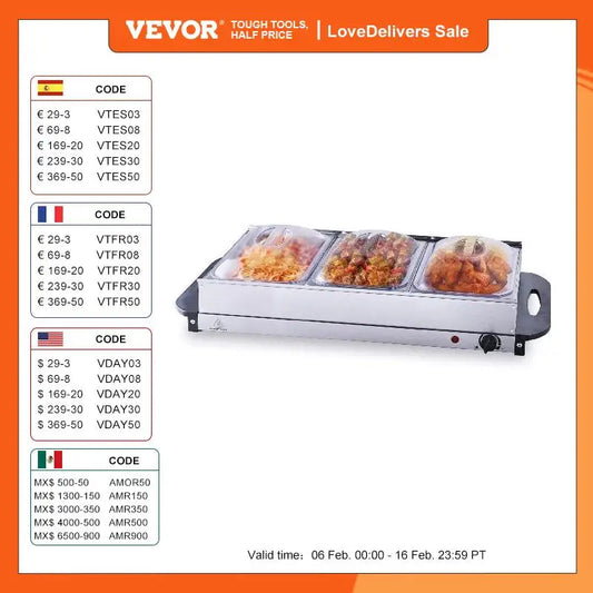 VEVOR Electric Buffet Server & Food Warmer / Electric Warming Tray, with Temp Control - My Store