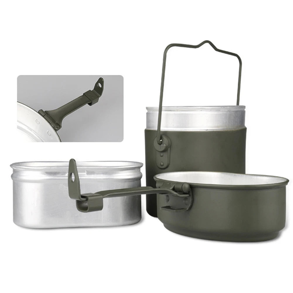 Portable Camping Mess Kits 3 In 1 Camping Cookware Cook Set Hiking Cookware Army Mess Kit