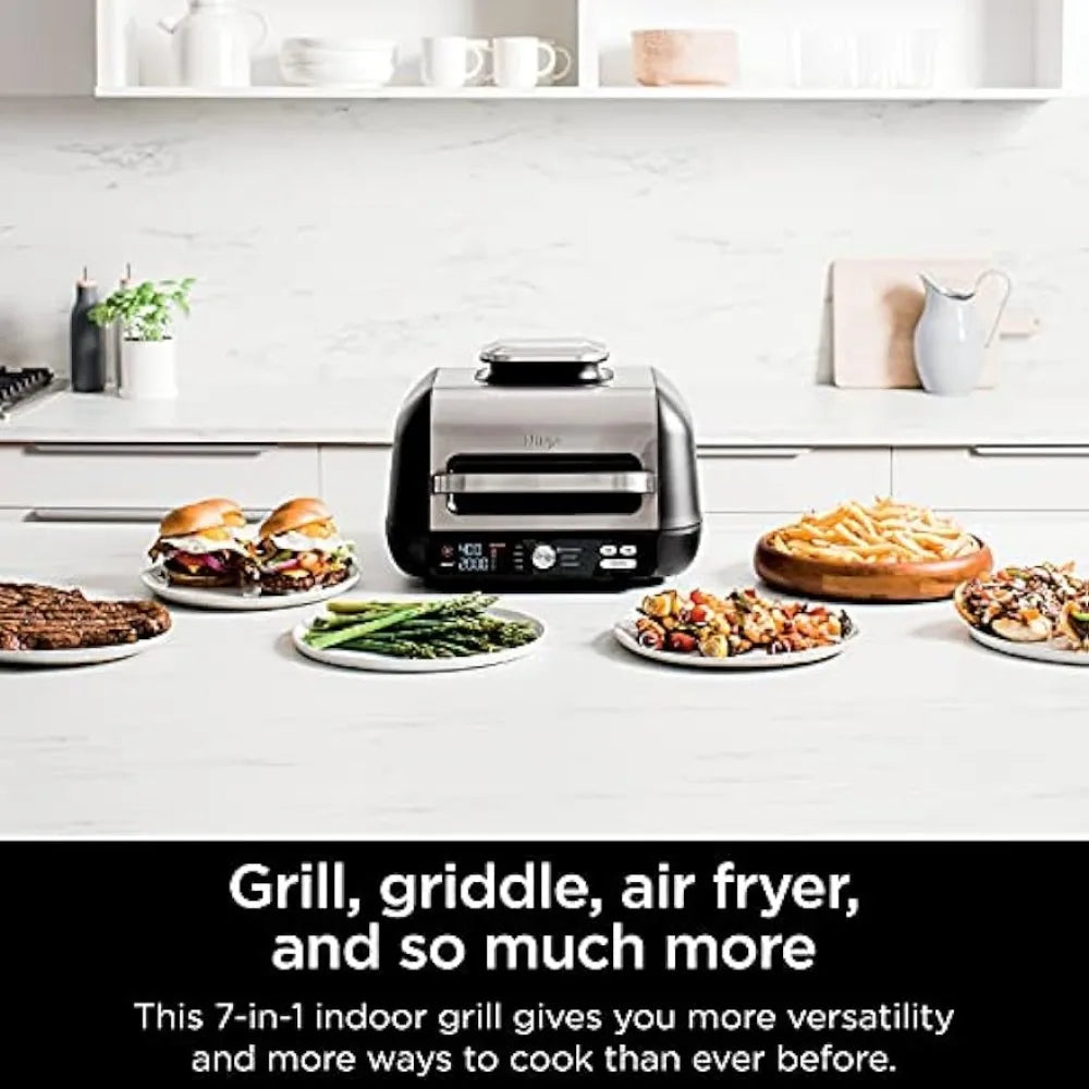 Ninja IG601 Foodi XL 7-in-1 Indoor Grill Combo, Use Opened or Closed, Air Fry
