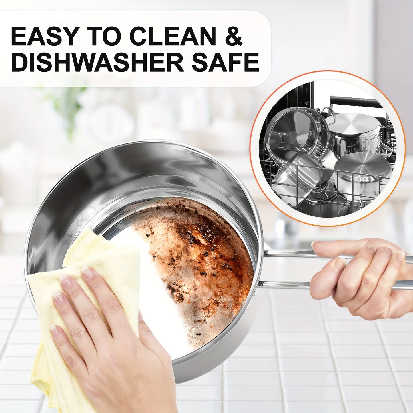 10 Pieces Stainless Steel Pots And Pans Set, Kitchen Cookware Sets, Induction Cooking Set