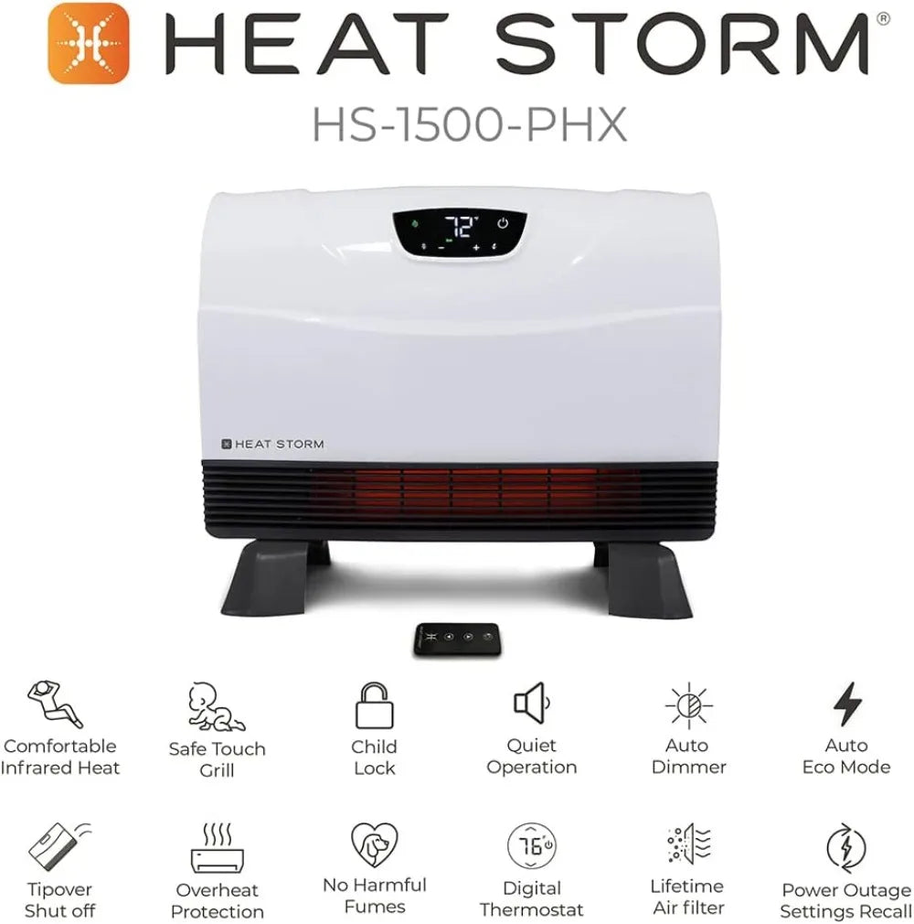 Heat Storm HS-1500-PHX-WIFI Infrared Heater, Wifi Wall Mounted