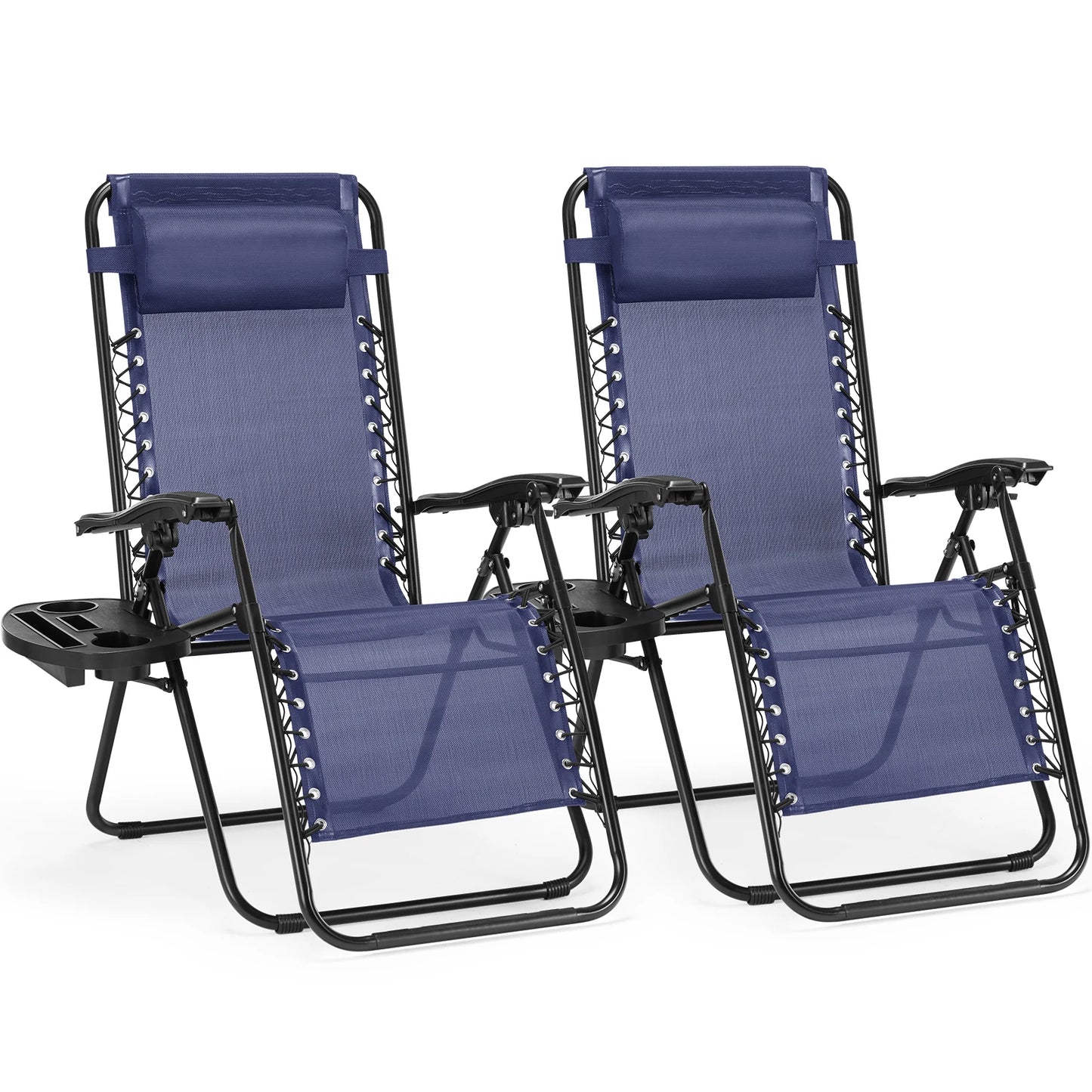 JHK Zero Gravity Portable Recliner Camping Patio Outdoor Garden Lounge Chair with Cup Holder Trays