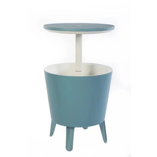 Keter Modern Cool Bar Side Table Outdoor Patio Furniture with 7.5 Gallon Beer and Wine Cooler Teal