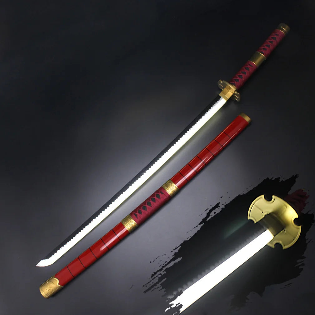 41″ Light Up Roronoa Zoro Swords Katana Anime Cosplay Samurai Sword Shusui Enma Kitetsu w/Belt