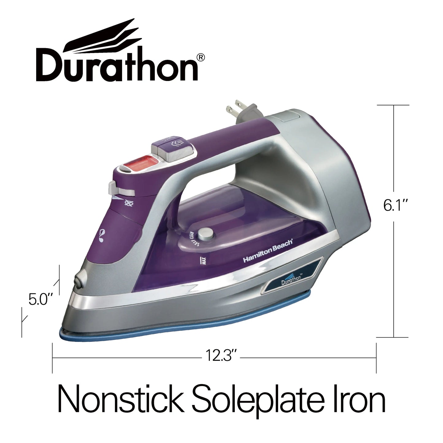 Hamilton Beach Electric Iron 3-Way Self-Cleaning with Durable Nonstick Soleplate Digital Control