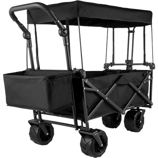 Extra Large Collapsible Garden Cart with Removable Canopy Folding Wagon Utility Carts