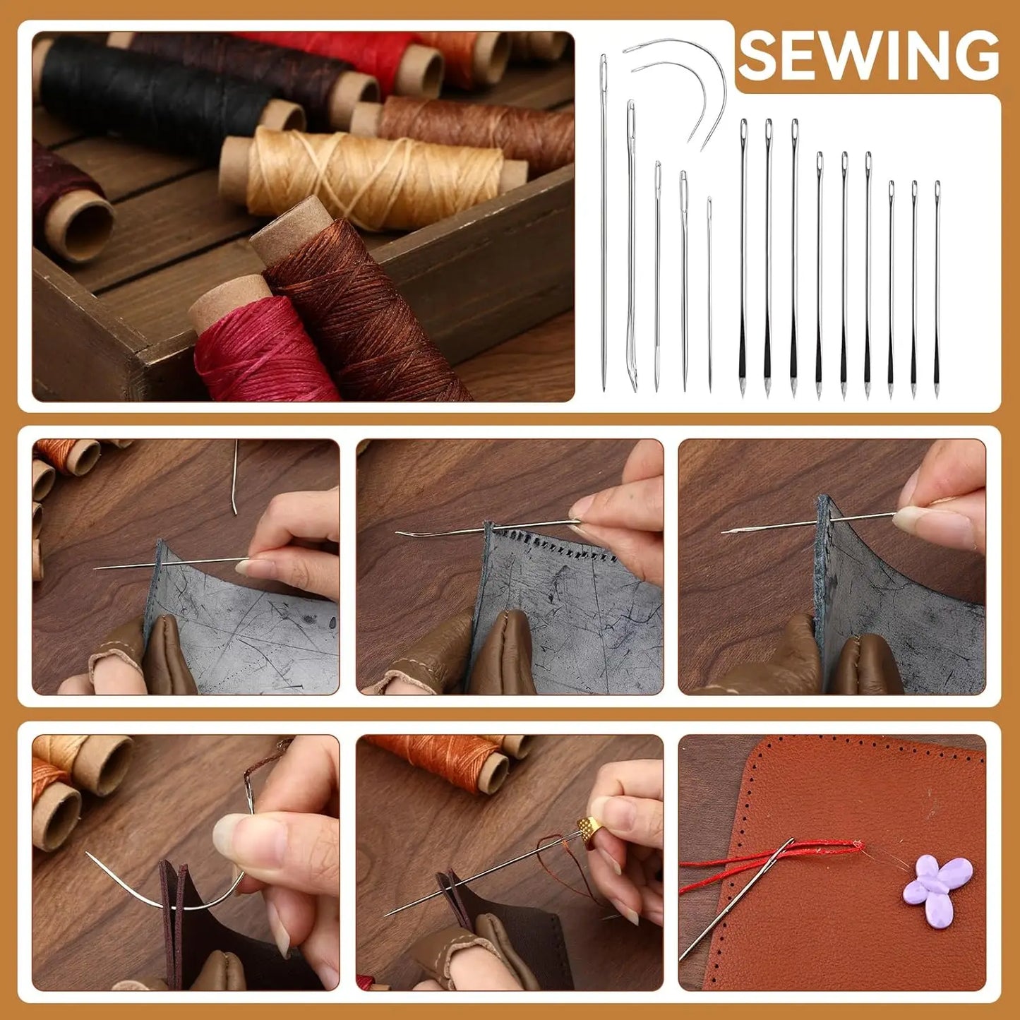 60 Pcs Leather Craft Kit with Storage Bag, Tools for Stitching and Punching