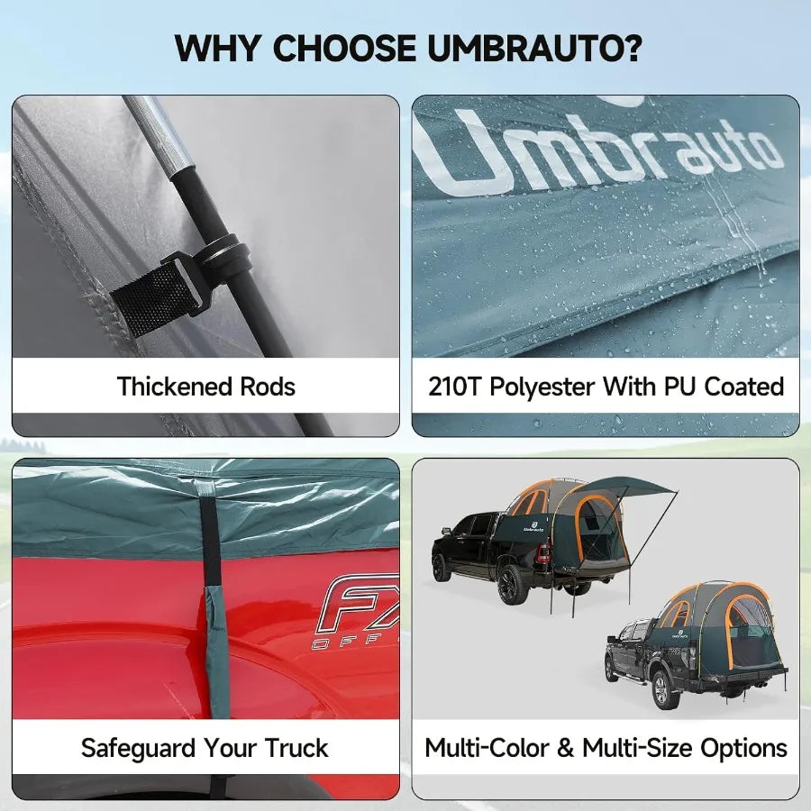 Truck Bed Tent 5.56ft: Easy Up UMBRAUTO Pickup Truck Tents for Camping Waterproof PU3000mm Canopy