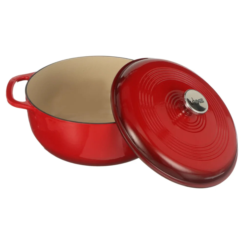 Lodge Cast Iron 6  QT, Red Enameled Pot Camp - My Store