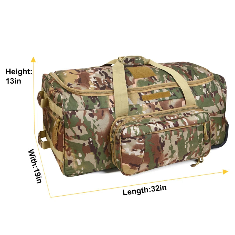 Extra Large Rolling Duffel Bag Military Tactical Deployment Trolley Duffel Bag