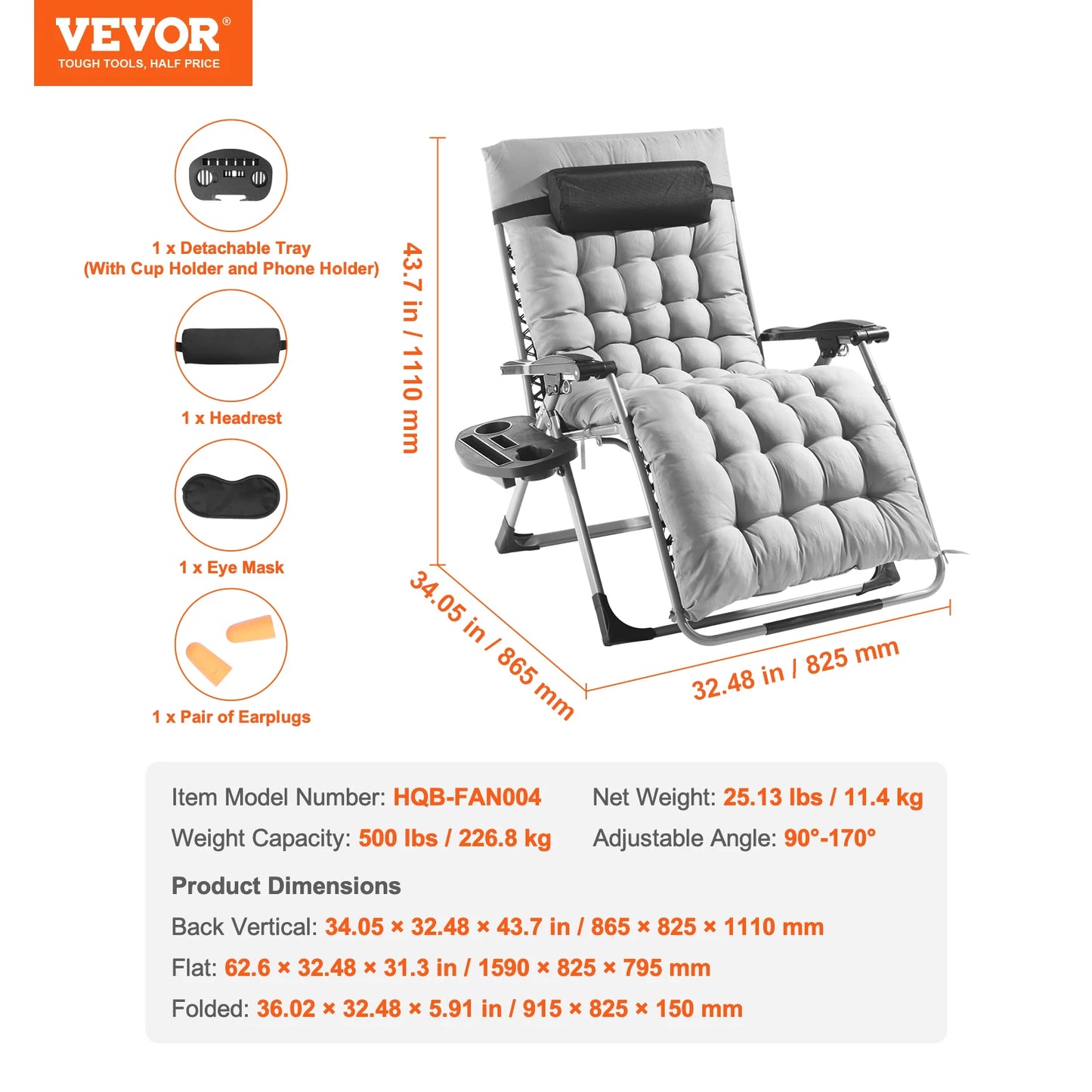 SucceBuy Zero Gravity Chair Zero Gravity Recliner Lounge Chair Adjustable Anti Gravity Chair