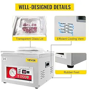 Chamber Vacuum Sealer, DZ-260A 6.5 m³/h Rate, Excellent Sealing Effect w/ Automatic Control, 110V