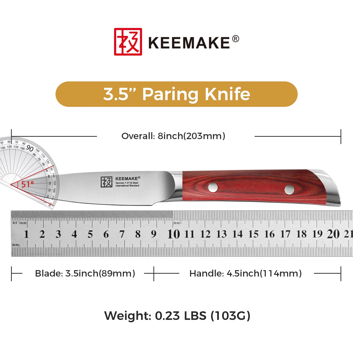 KEEMAKE High Carbon Stainless Steel 3.5'' or 5'' or Both Knife Set - My Store