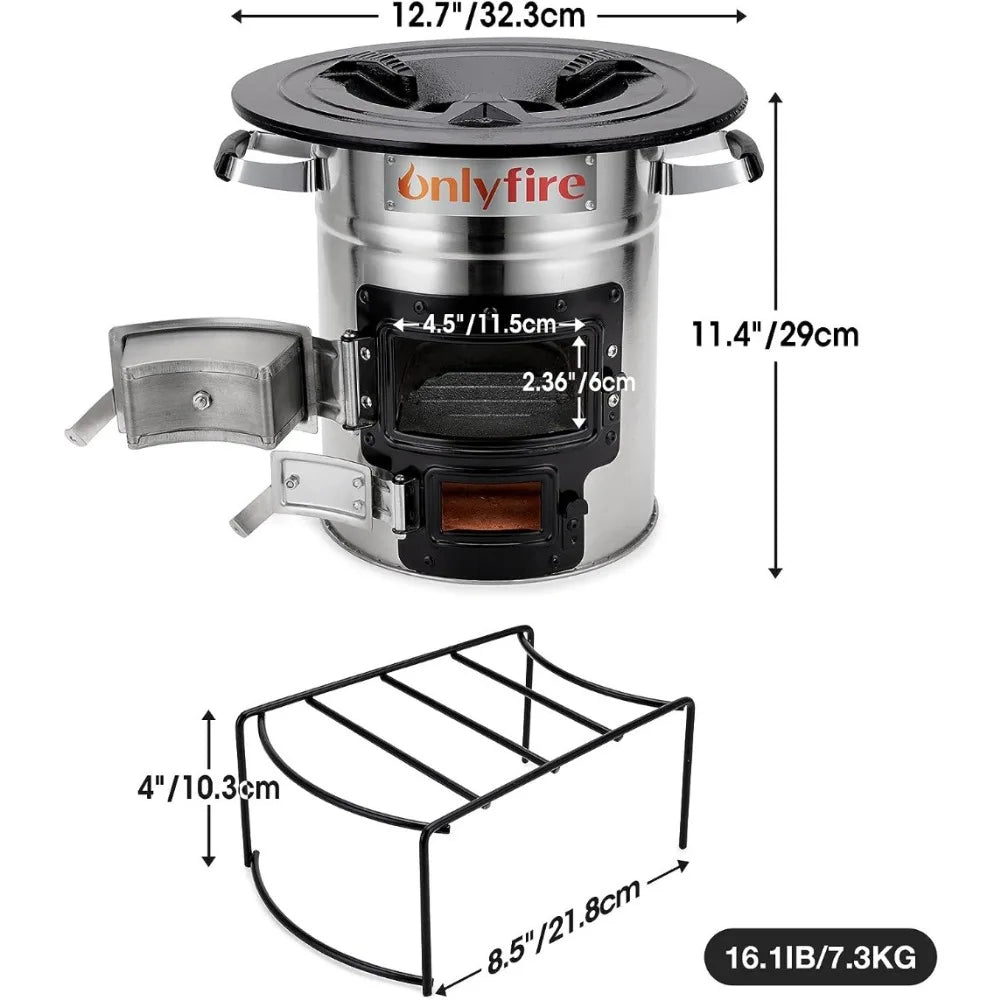Onlyfire Rocket Stove Outdoor Portable Wood Burning Camp Stove, Stainless Steel - My Store