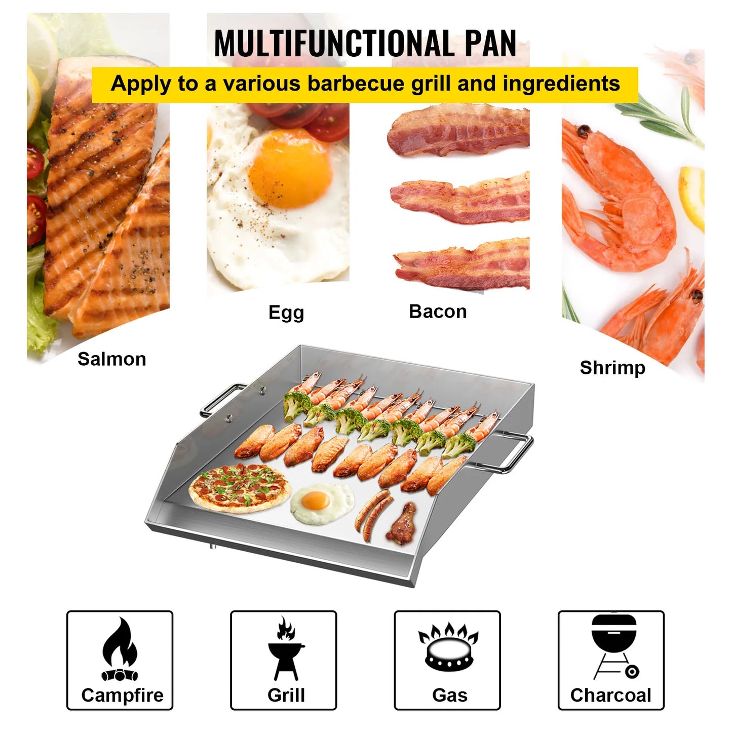 VEVOR Stainless Steel Griddle,18X16 In Universal Flat Top Rectangular Plate - My Store