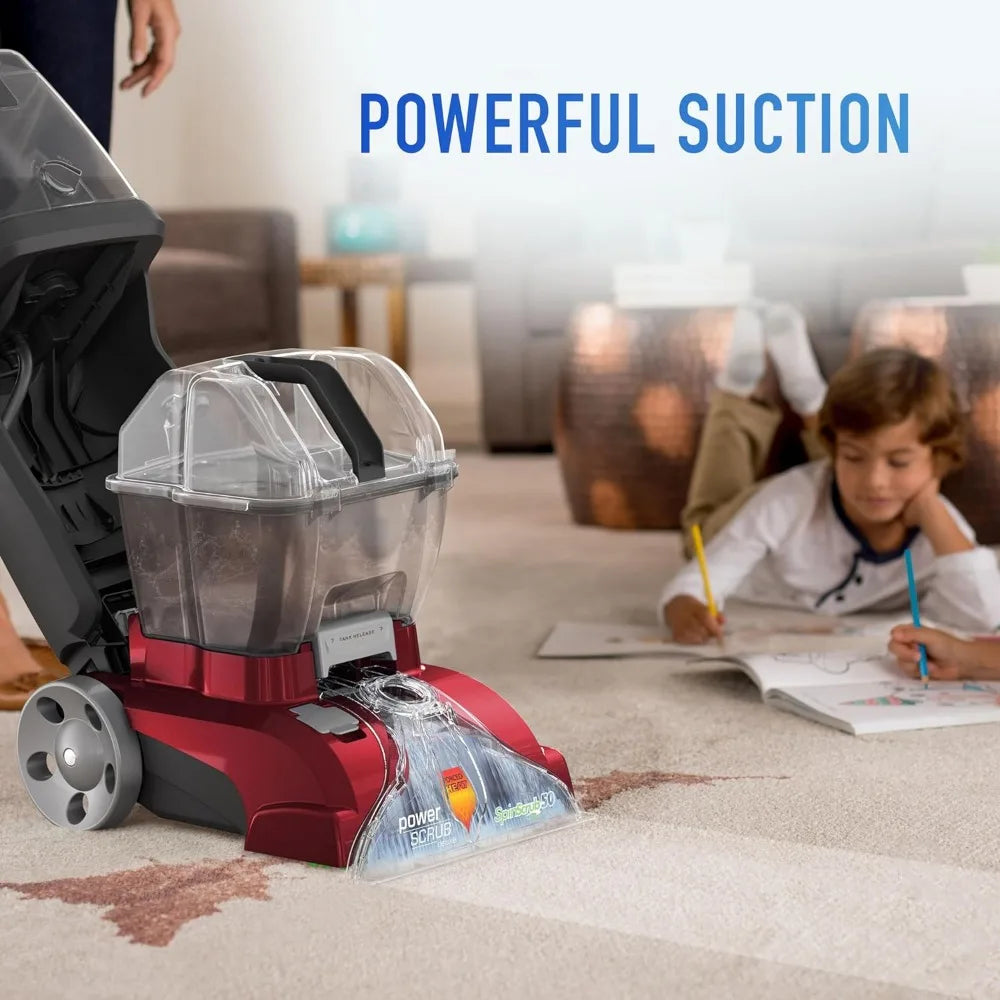 PowerScrub Deluxe Carpet Cleaner Machine, Dual Tank Technology and Dual V Nozzle Red