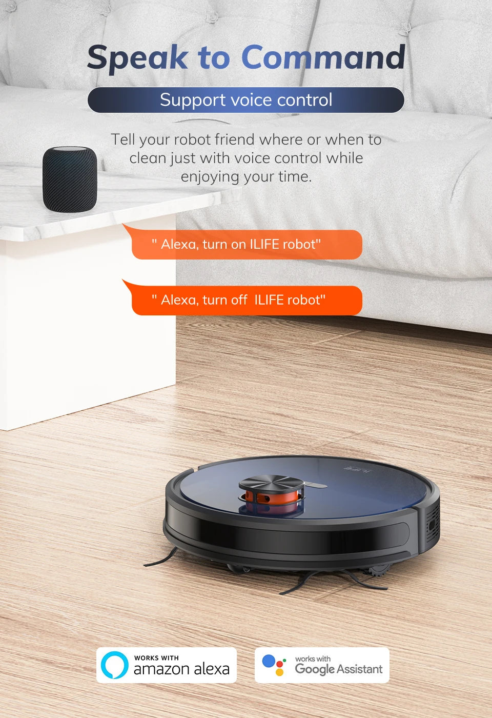 ILIFET10s Vacuum Cleaner Robot Mop Home Cleaning Auto Empty Station for 60 Days,2.5L Bag, App Remote