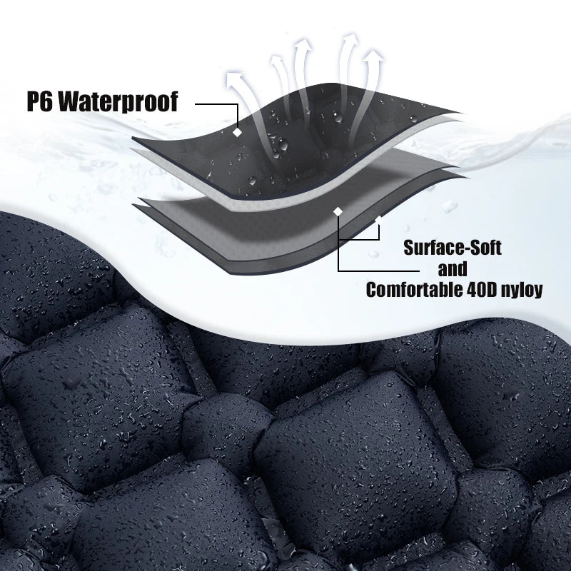 PACOONE Outdoor Sleeping Pad Camping Inflatable Mattress Built-in Pump Ultralight Air Cushion Mat