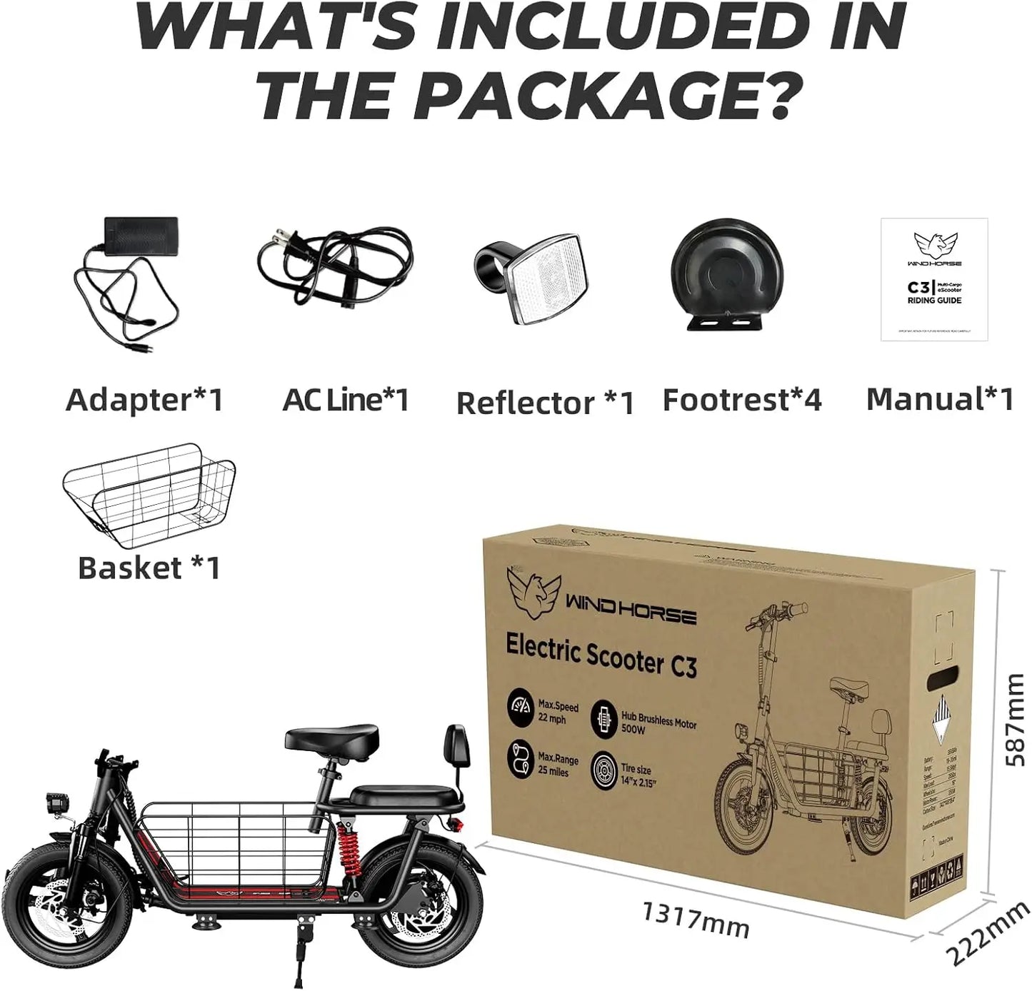 850W peak adult electric scooter,25 miles 20 MPH w/14 inch tires, dual brakes+suspension seat basket