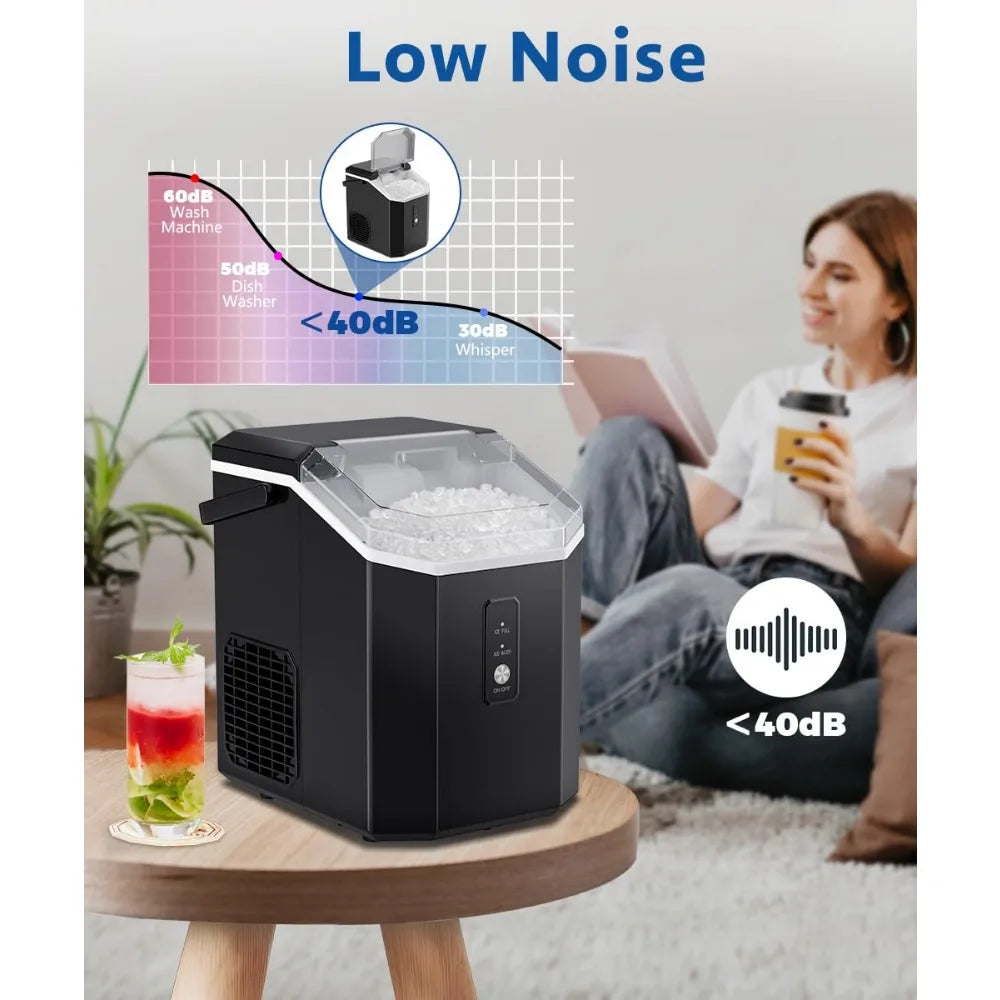 10,000pcs/33lbs/Day, Portable Handheld Nugget Ice Maker Machine with Handle, Ice Maker