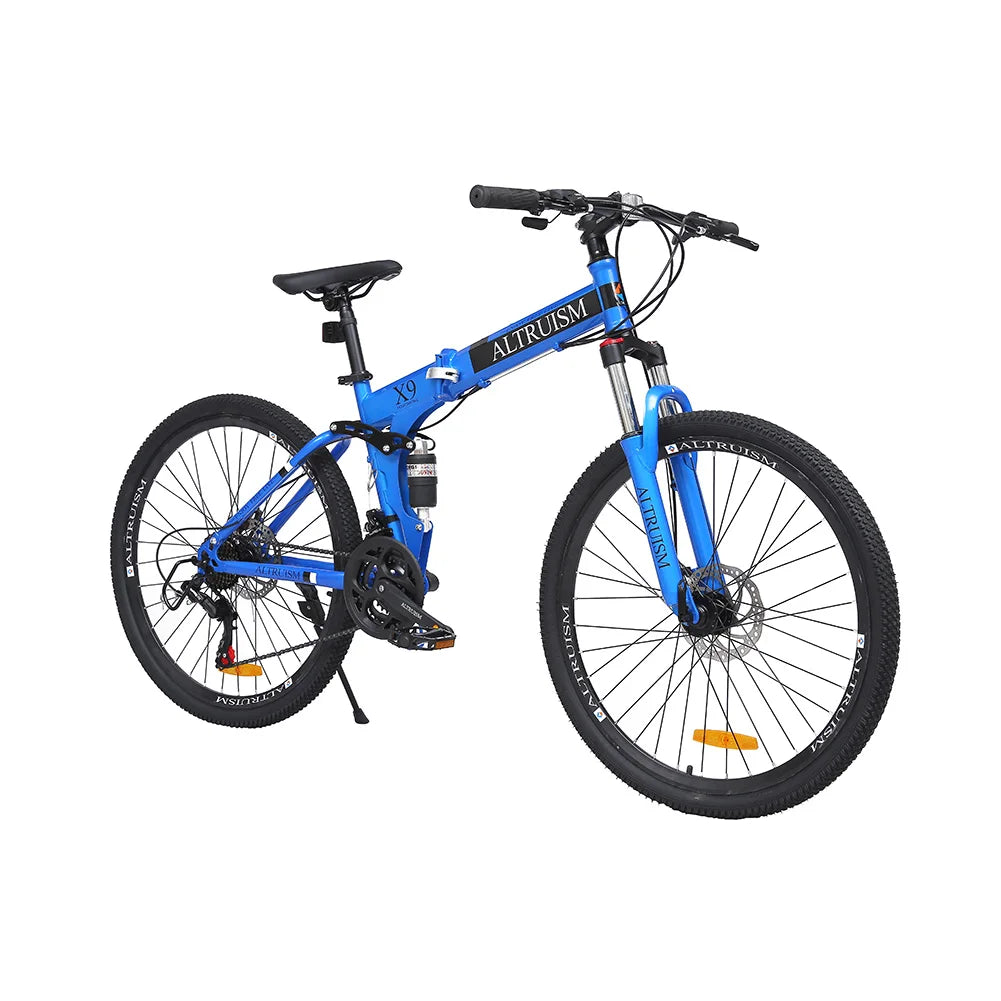 26 Inch Mountain Bike 21 Speed Dual Suspension Adult Bicycle with Adjustable Disc Brake