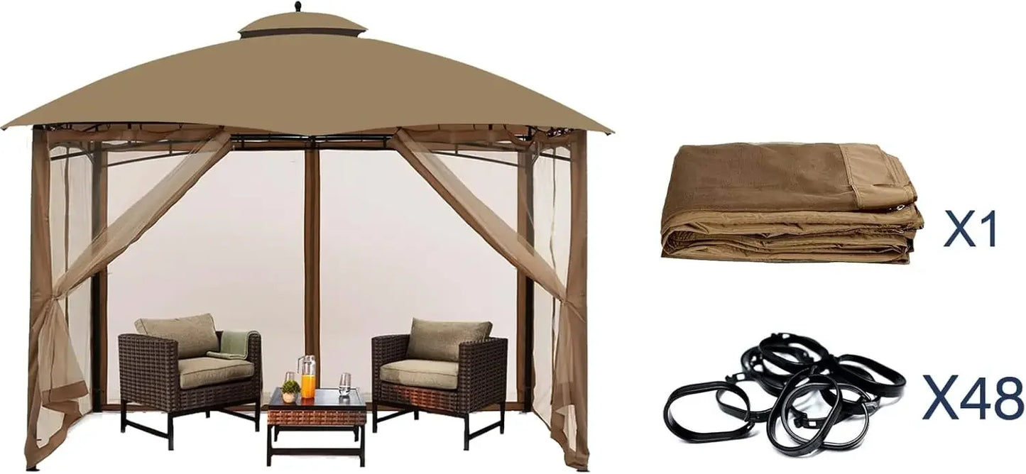 Gazebo Universal Replacement Mosquito Netting 10' x 10' Mesh Netting Screen 4-Panel Curtain NO FRAME