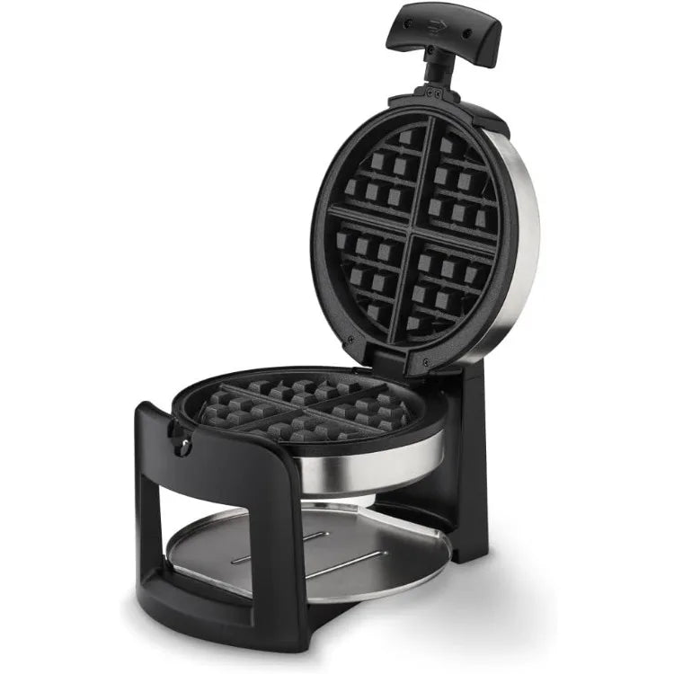Cuisinart WAF-F30 Round Flip Belgian Waffle Maker, Black/Silver, 1 inch thick