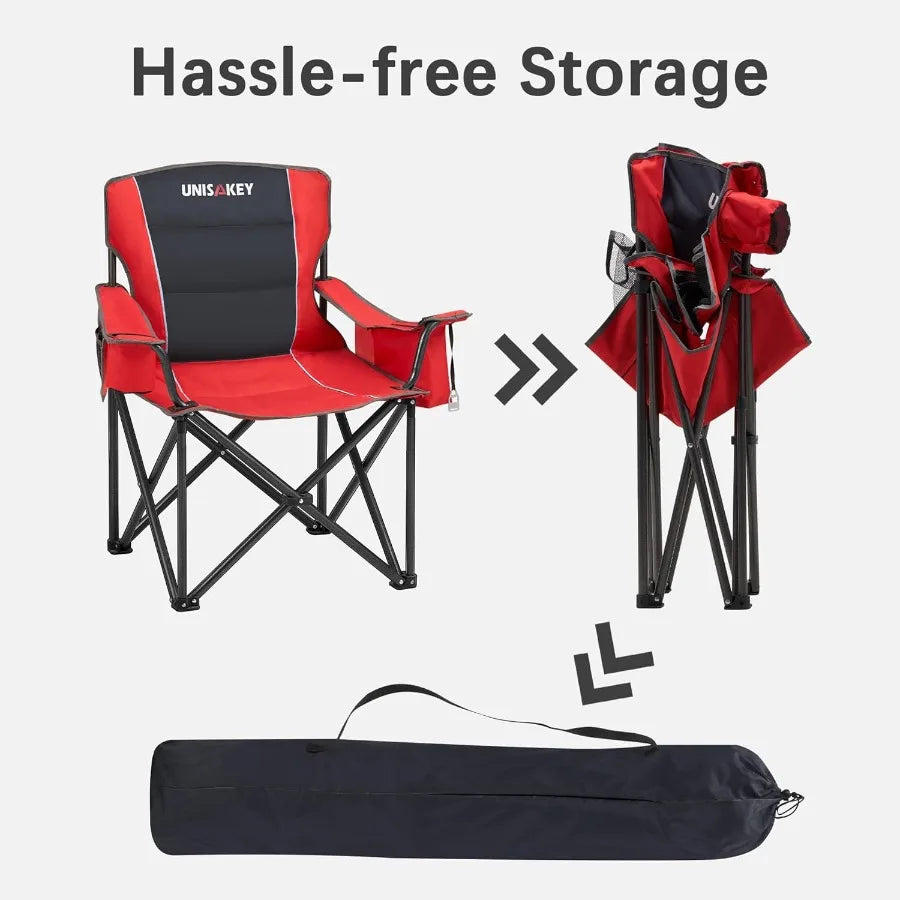 Oversized Folding Camping Chair for Adults 450lbs Support Heavy Duty Portable Lawn Chairs