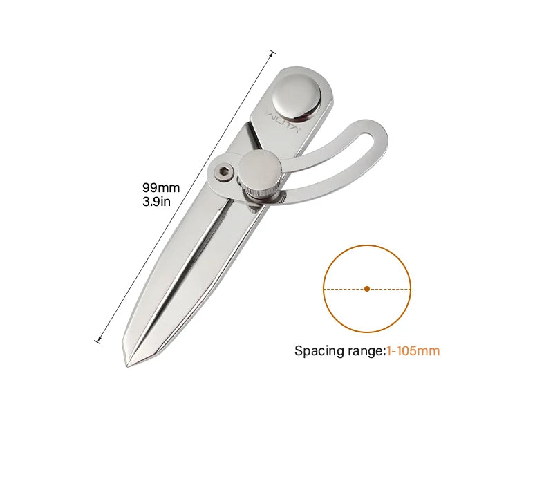 WUTA 304 Stainless Steel Leather Compass Adjustable Spacing Wing Divider Tools DIY Scriber
